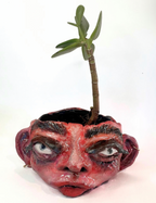 Plant Pot Head Sculpture "Mr Pink"