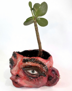 Plant Pot Head Sculpture "Mr Pink"