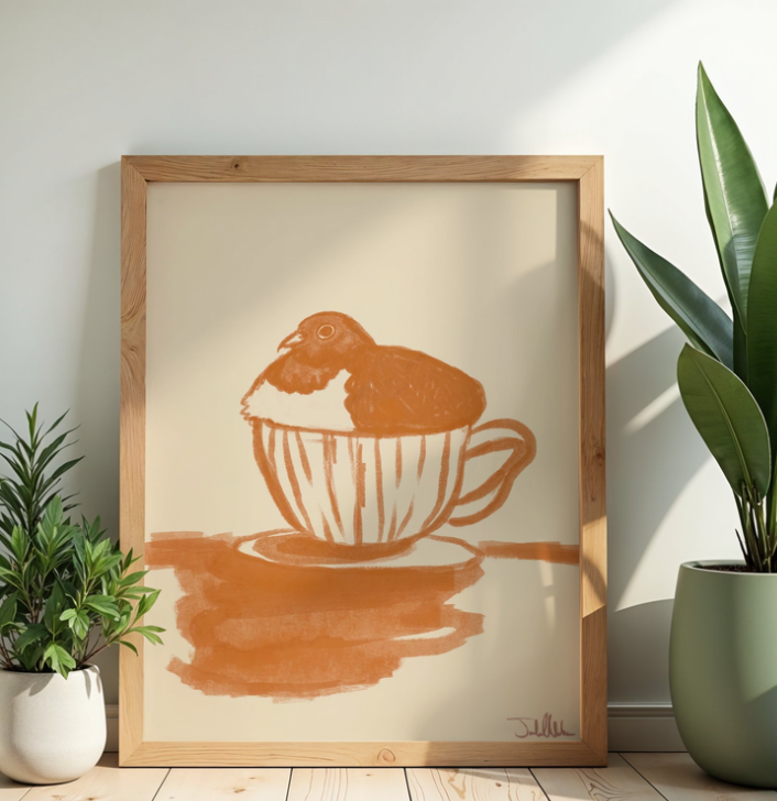 Kererū in a Coffee Cup | Art Print