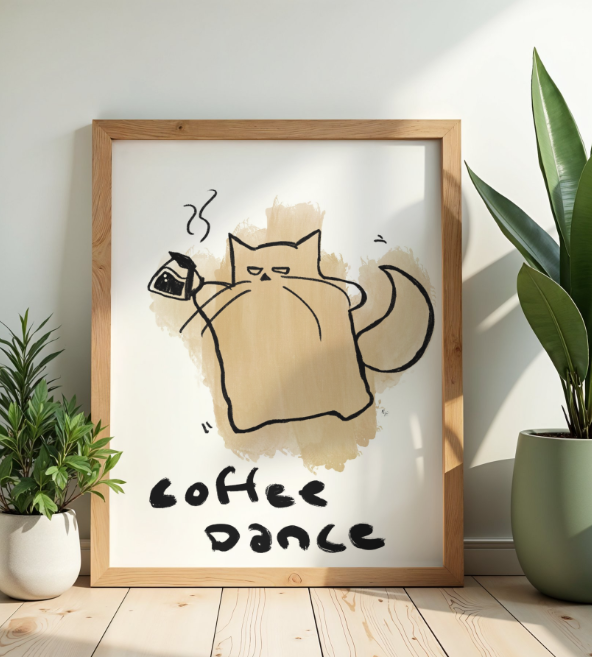 Coffee Dance Cat | Art Print