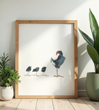 Pukeko and Babies | Art Print