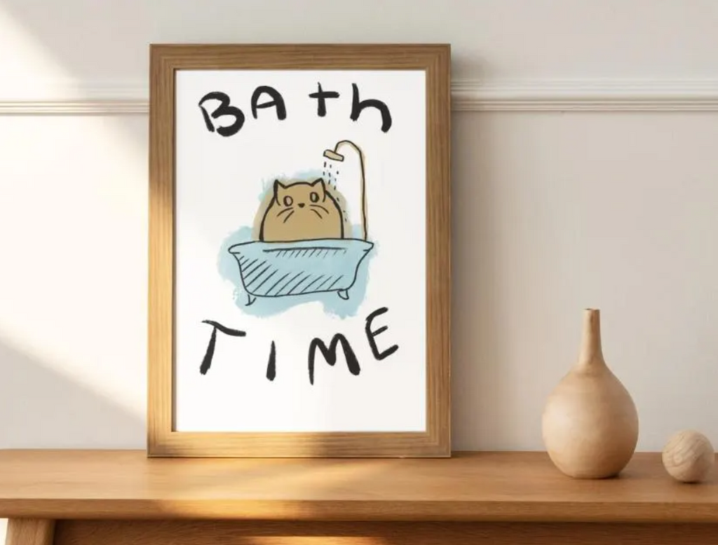 Bath Time Cat Print | (Digital Download)