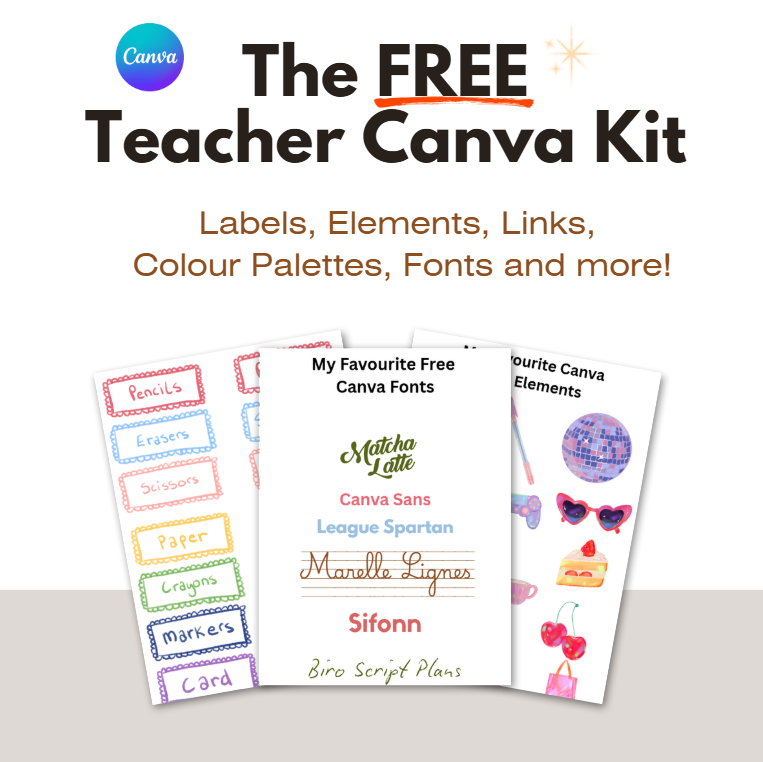 The (Free) Teacher Canva Kit  | Labels, Canva Elements, Templates, Fonts and more!
