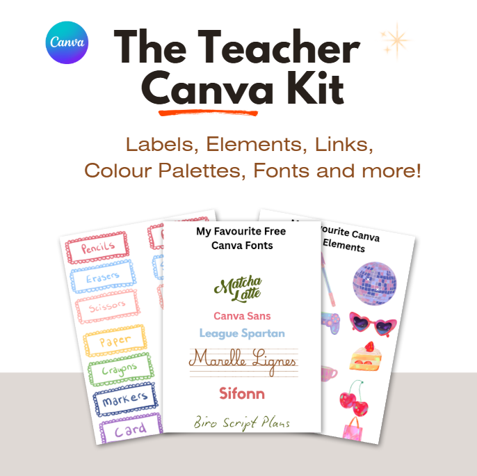 The Teacher Canva Kit  | Labels, Canva Elements, Templates, Fonts and more!